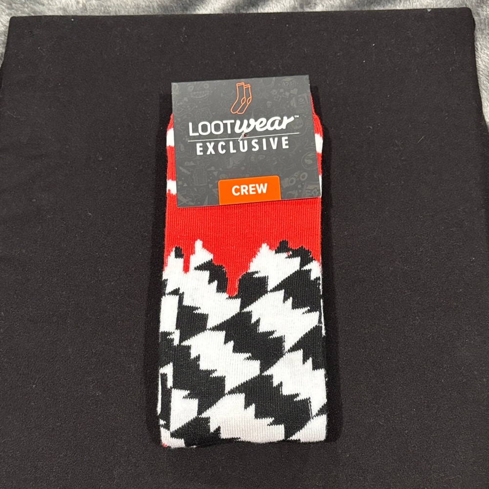 Socks NWT 
Black and White with Red ( like blood look)